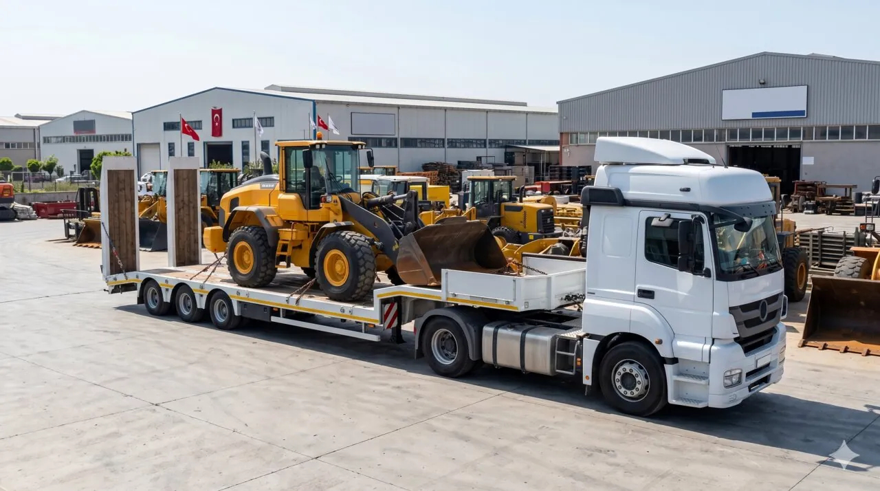 Yükleyici (Loader) Taşıma — lowbed dorse üzerinde güvenli taşıma